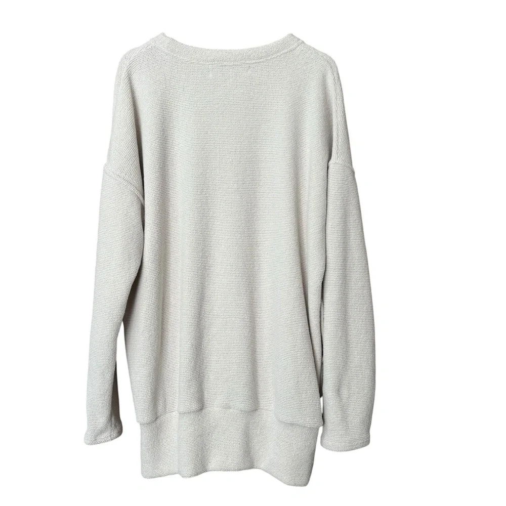 Free People Beach Light Beige Long Tunic Ribbed Knit Sweater‎ Size Small
